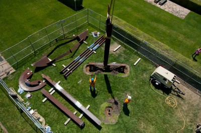 Thumbnail for 'Miwok, Stanford’s monumental outdoor sculpture by di Suvero, moves to a new home'
