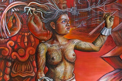 Thumbnail for 'MURAL ARTIST CREATES A SPACE FOR STUDENTS TO CELEBRATE THEIR IDENTITIES AS LATIN AMERICANS, AND STUDENT RESPONDS WITH POETRY'