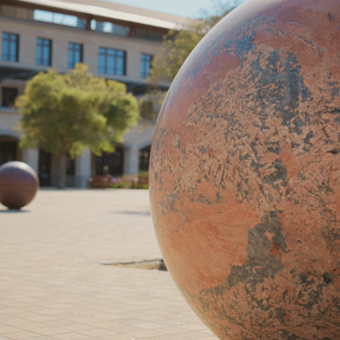 Pars pro Toto (Alicja Kwade, 2021), a new art installation on Stanford’s Science and Engineering Quad, reaches for the cosmos while staying grounded in the geological history of our planet.