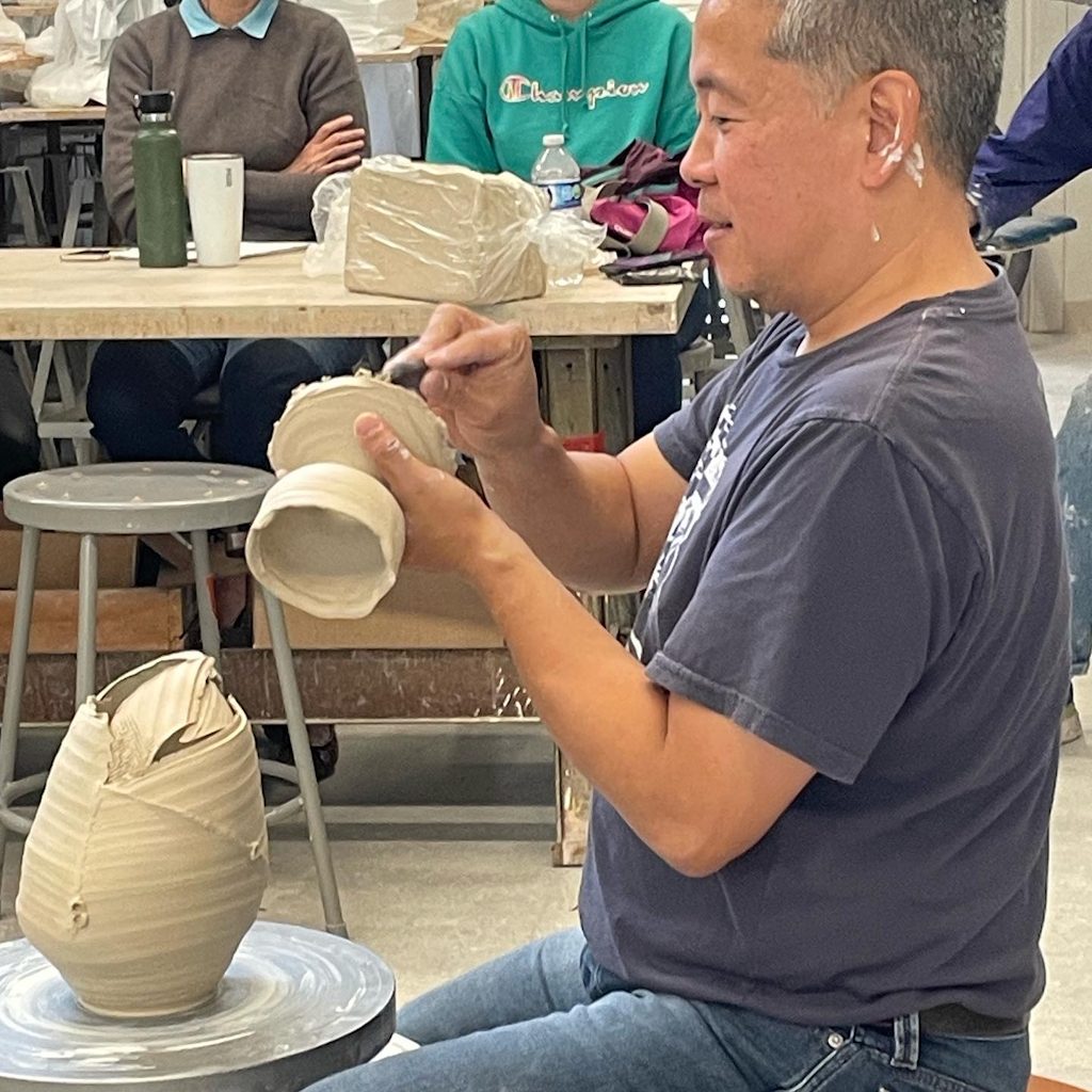 Hideo Mabuchi at the pottery wheel
