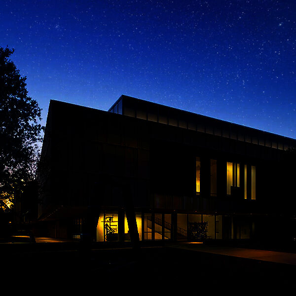 a photo of the Anderson Collection at night